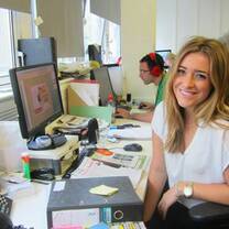 female intern working at computer