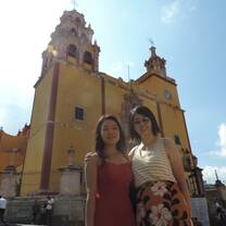 Students walking around the city