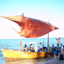 Marine volunteers getting on boat