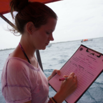 Conservation volunteer completing survey