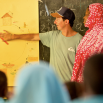 Volunteer teacher in classroom