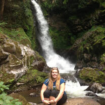 Volunteer at waterfall