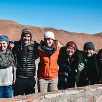 Students and staff in the desert