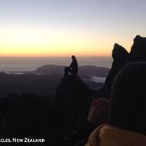 Intern getting the best sunset view from The Pinnacles, New Zealand