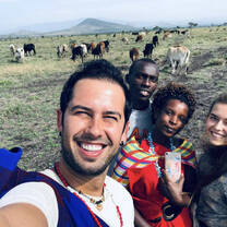 Volunteer selfie with locals