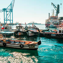 Boats in the port of Valparaiso