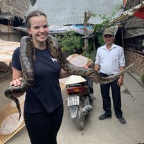 Holding a snake