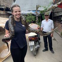 Holding a snake