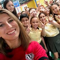 English teacher with students in Costa Rica