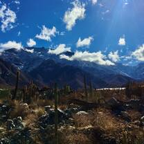 A mountain and clouds
