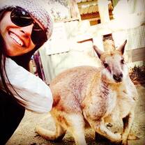 student with kangaroo in Australia