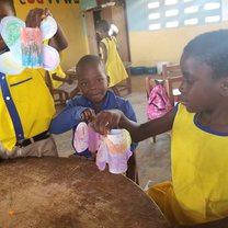 My kids from Tafo Methodist playing with their toilet paper butterflies 
