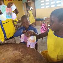 My kids from Tafo Methodist playing with their toilet paper butterflies 