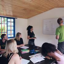 Student participating in class