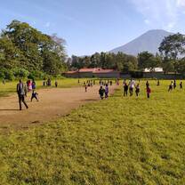 school children playing on the field