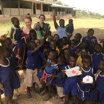 The volunteers with the kids from Suminikase Primary School