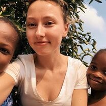 Myself with a couple of children during playtime!