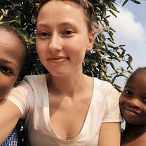 Myself with a couple of children during playtime!