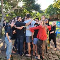 Group hug from a loving household
