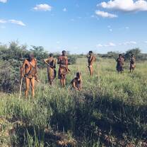 Bushmen teaching us about their culture and history in Botswana.