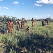 Bushmen teaching us about their culture and history in Botswana.