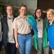 We got to help train the macaw to land on an arm.