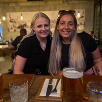 Two happy girls at their birthday dinner in Windhoek, Namibia.