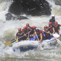 White water rafting on the Zambezi river in Zimbabwe.