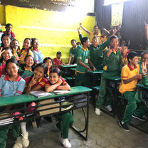 Jenny and Fran's lively class at St. Joseph's School. 