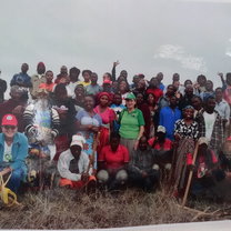 A group photo during a agricultural project at the university OWU in Mozambique.