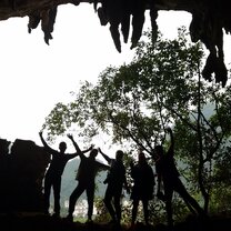 We were here! photo of omeida students in a cave