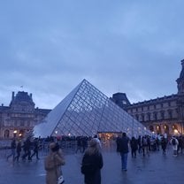 Outside the museé du Louvre at 9 am.