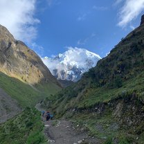 Snow cap mountain during trek to Machu