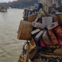 Locks on the Pont des Arts bridge overlooking the Seine