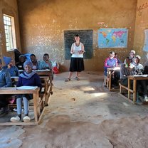 Anneli teaching Standard 8 class.