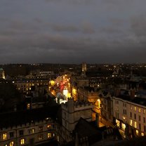 High Street at night, as viewed from the tower of the University Church of St. Mary the Virgin