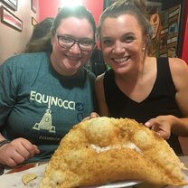 This is me with one of the RAs, CK. That is a huge dessert empanada. 