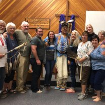 Joining in a tribal dance!