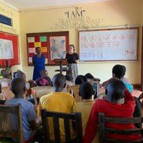 Teaching children in Mombasa, Kenya.