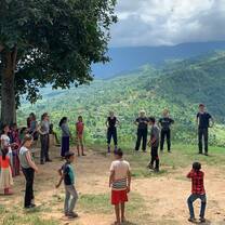 This is a picture of my group playing games with the children in our community one day. 