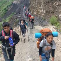This is a picture of my group trekking in the foothills of the Himalayas. 