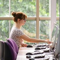 Student in Library Student working at desk