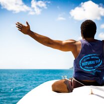 Native Fijian on a boat