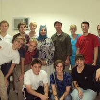 A Study abroad American college group with the Lybian Arabic professor Arwa Maqqarief.