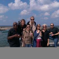UN, MSF, WMF Arabic students on Alexandria shore after visiting Bibliotheca Alexandrina. 