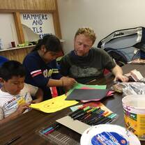 Work on arts and crafts with children