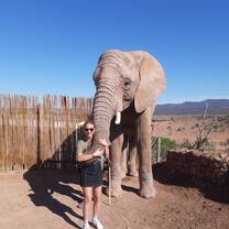Student with elephant