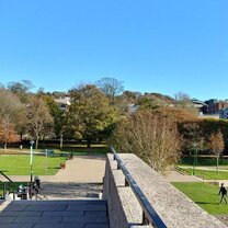 View from the Library Steps Located on Falmer Hill, the library has a peaceful atmosphere and beautiful views over the campus