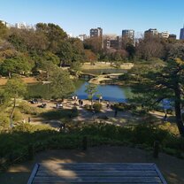 The view in Rikugien Gardens Rikugien Gardens in Tokyo