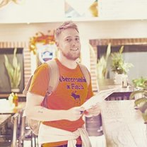 A photo of me taken by my mate ordering food in Shanghai 